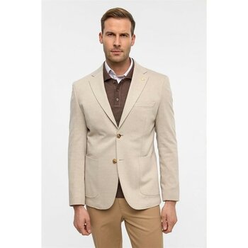 Süvari Bej Slim Desenli Mono Yaka 6 Drop Ceket - 52
