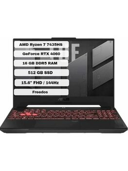 Asus Tuf Gaming A15 FA507NVR-LP005 8gb RTX4060 140W Ryzen 7 7435HS 16GB Ram 512GB SSD 15.6 Inç Fhd 144Hz Taşınabilir Bilgisayar