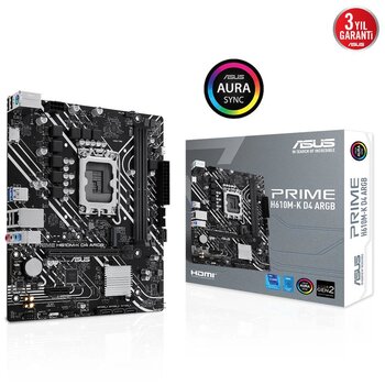 Asus Prime H610m-K D4 Argb H610 Ddr4 (Vga Yok) Glan Matx Hdmi Usb3.2 M2 Rgb 1700p Anakart