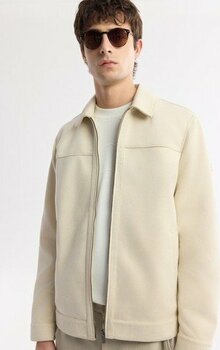 Avva Erkek Bej Klasik Yaka Fermuarlı Süet Dokulu Mevsimlik Comfort Fit Mont  A51Y6005 - 2XL