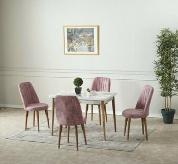 Olesivo Ares Sabit 4 Kişilik Mutfak Masası Takımı - Pembe