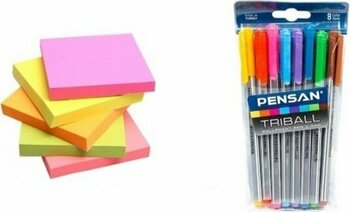 Pensan Tribal 8Li + Yapışkanlı Kare Post-It 5 Adet