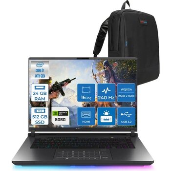 Asus Rog Strix G16 G615JMR-S5049 Intel® Core™ I7 14650HX 24GB 512GB SSD 8GB/RTX5060 Gddr7 115W 16 Inç 2,5k (2560 x 1600, Wqxga) 240Hz 3ms Freedos Gaming Laptop WS5049F01