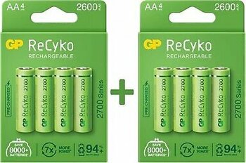 GP Recyko 2700 Serisi 2600 mAh 8'li Şarjlı AA Kalem Pil