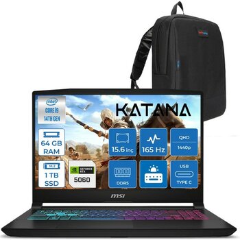 Msı Katana 15 Hx Intel Core I9 14900HX 64GB Ddr5 1tb SSD Freedos RTX5060 8gb 115W 15.6" 2k QHD(2560X1440) 165Hz Taşınabilir Bilgisayar B14WFK450XTR...