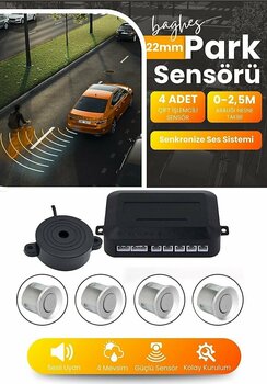 Baghes Sesli Araç Park Sensörü - 22 mm Gri Göz, Bip Ses Uyarı