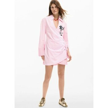 Desigual Pembe Kadın Gömlek Yaka Standart Fit Elbise 26SWVW01 - L