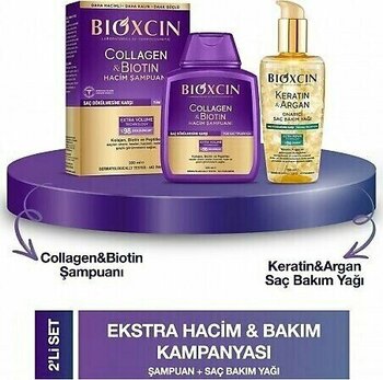 Bioxcin Collagen & Biotin Şampuan 300 ml + Keratin Argan Saç Bakım Yağı