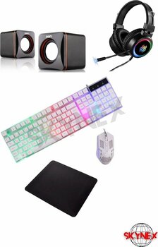 SKYNEX 5in1 Oyuncu Klavye Mouse Mausepad Seti Kablolu Uyumlu Rgb 1+1 Speaker Set Gamer Pc Oyuncu Seti