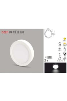 Cata 25w Damla Yuvarlak Sıva Üstü Led Panel Armatür Ct-5271 - Gün Işığı Plastik Kasa