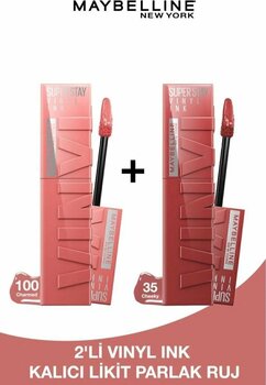 Maybelline New York Super Stay Vinyl Ink 100 Charmed & 35 Cheeky 2li Set Likit Parlak Ruj