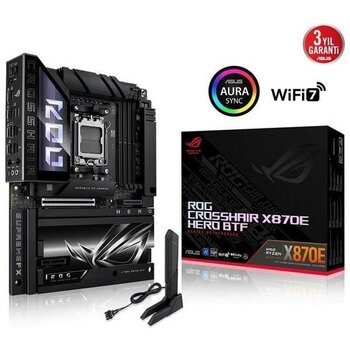 Asus Rog Crosshaır X870E Hero Btf Wıfı7 Ddr5 Hdmı-Dp Typec Pcıe 5.0 Am5 Atx