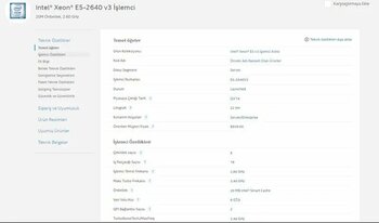 Intel Xeon E5-2640 V3 8 Çekirdek 2.6 GHz / 3.4 GHz Intel Socket 2011-3 İşlemci