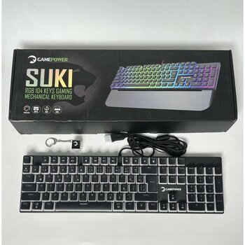 Gamepower Suki Mekanik Kırmızı Switch Puding Keycaps Türkçe Q 104 Tuş USB Gaming Klavye (Outlet) - Siyah