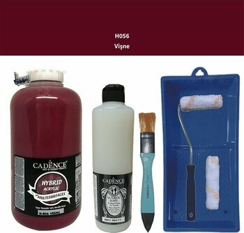 Cadence Mobilya Boyası -  Multisurface H - 056 Vişne 2000 ml Ultimate Vernik Mat 500 ml  Saten Rulo Set