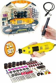 Moonshop Japon 1100 W Çelik Şanzıman Çok Amaçlı Devir Ayarli 211 Parça Hobi Gravür Seti El Motoru