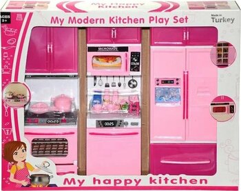 My Happy Kitchen Modern 3'lü Mutfak Seti Eğitici Oyuncak Evcilik Seti  Oyuncak Buzdolabı Fırın
