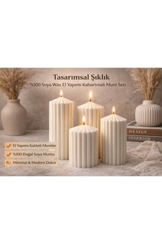 Lúmea Candle Kabartmalı Soya Mum Seti – Dekoratif 4’lü Ribbed Tasarım Mum