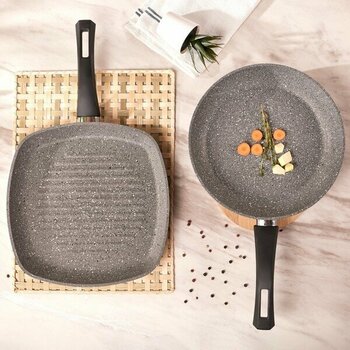 Karaca Bio Granit Yumurta Sahanı ve Grill Tava Seti 26 cm ve 28 cm  Kaplama