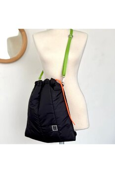 YOURHANDBAGS Siyah Torba Çanta L - Yeşil Askılı