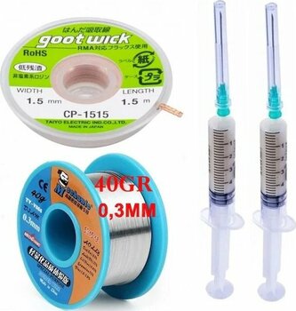 Dörtlü Set Flux,lehim Emme Fitili 1,5mm Ve Mechanic Lehim Teli 40gr 0,3mm X01