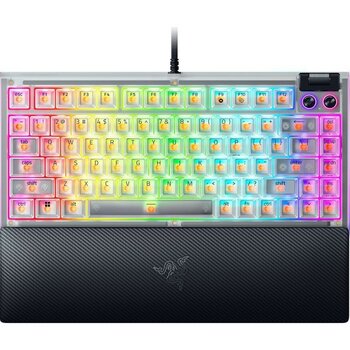 Razer Blackwidow V4 75% Phantom White - Çalışırken Değiştirilebilir Mekanik Oyun Klavyesi - Turuncu