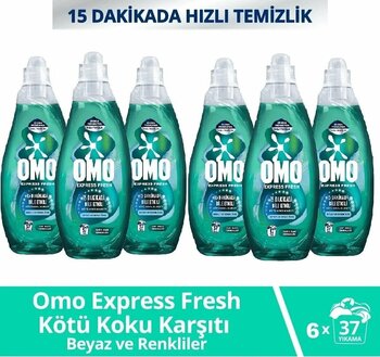 Omo Express Fresh Kötü Koku Karşıtı Beyaz & Renkliler Sıvı Çamaşır Deterjanı 6x1480ml