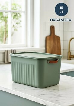 HOMİNG Çok Amaçlı Kapaklı Soft Yeşil Organizer Kutu 15 LT