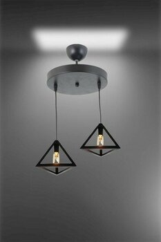 Lambadar Petek Yeni Tarz Rustik Model Üçgen Ikili Sarkıt Avize - Siyah - 2'li