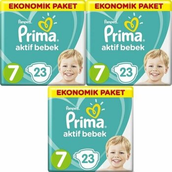 Prima Aktif Bebek Ekonomik Paket 7 Numara 23 x 3=69 Adet Bez