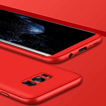 Kilifone - Samsung Uyumlu Galaxy S8 - Kılıf 3 Parçalı Parmak İzi Yapmayan Sert Ays Kapak - Kırmızı Sadece Kılıf Olsun