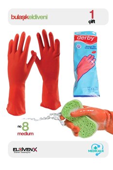 Medicalx Bulaşık Eldiveni - Asit Eldiveni - Uzun Sanayi Eldiveni (Extra Kalın) 1 ÇİFT - 8/MEDİUM