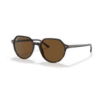Ray-Ban RB 2195 90257 53 Thalia Polarize Unisex Geometrik Kırçıllı Kahverengi Kemik Güneş Gözlüğü