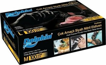 Dolphin Çok Amaçlı Gıdaya Uygun Siyah Nitril Eldiven 100'LÜ - Large