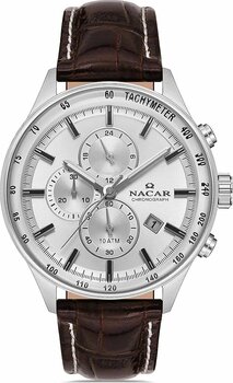 Nacar NC38-296033-AWL2 Kahverengi-Gümüş Erkek Kol Saati