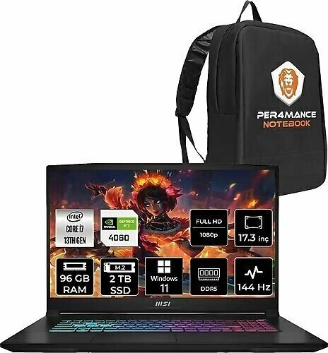 MSI Katana 17 B13VFK-1037XTR 17.3 inç Intel Core i7 13620H 96 GB 2 TB SSD NVIDIA GeForce RTX 4060 Windows 11 Home