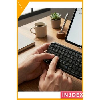 İn3dex Kablosuz Mini Bluetooth Klavye Şarjlı Taşınabilir 10M - Standart - Altın - Sarı