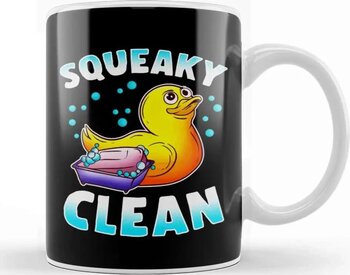 Baskı Dükkanı Cute Squeaky Clean Rubber Duck Bath Time Duckling Beyaz 330 ml Porselen Kupa Bardak