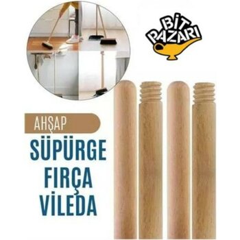 Özbience Dayanıklı Çam Keresteden Ahşap Vileda Sapı 120CM, Pratik Temizlik Aksesuarı - Altın - Seçenek 1