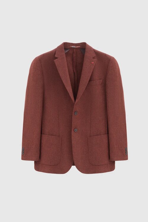 D'S Damat Regular Fit Kiremit Armürlü Çift Yırtmaçlı Yünlü Blazer Kiremit Yünlü Ceket