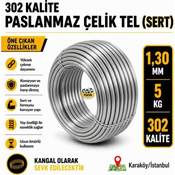 Platin Hırdavat 302 Kalite Paslanmaz Çelik Tel ( Parlak ) 5 kg - 1,30MM 5KG