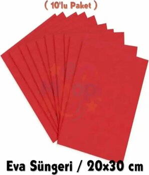 Minopi Kırmızı Renkli Eva Süngeri 20X30 cm 10'lu Paket 1.5 mm