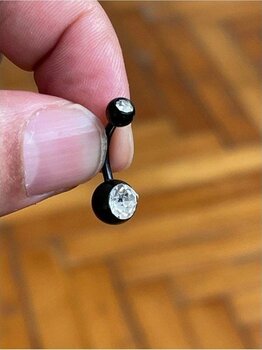 Rupen Kraft 316 Cerrahi Çelik Tek Taş Göbek Piercingi - 10 - Siyah