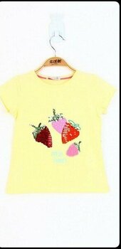 Toontoy Kız Çocuk Pullu Çiçek Nakışlı Tişört - Açık Sarı - 6 Yaş