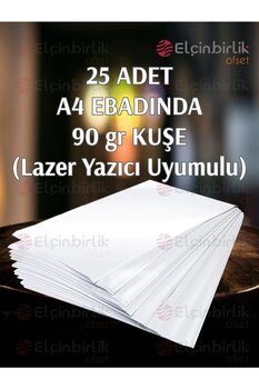 elçinbirlik 25 Adet Parlak Kuşe Kağıt Ince A4 90 Gr.
