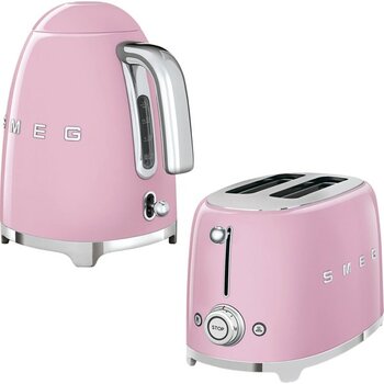 Smeg Pembe Kettle ve 1x2 Ekmek Kızartma Makinesi Seti