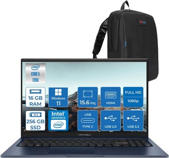 Asus Vivobook X1504va 15 1.Nesil Core 5 120u-16gb-256gb Ssd Fhd 15.6inc-Windows 11 Home Taşınabilir Bilgisayar Znj2861h01+Zettaçanta