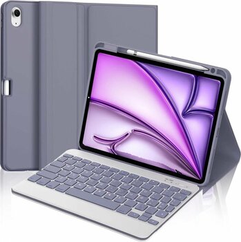 m.tk moveteck İpad Air 4/5/6 Nesil Air 11 2025 M3 Uyumlu Tablet Klavyeli Kılıf Bluetooth Kalem Bölmeli Stand