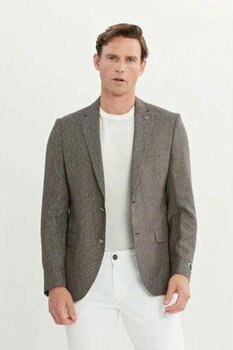 Altınyıldız Classics Slim Fit Dar Kesim Mono Yaka Armürlü Kahverengi 46-6N Ceket