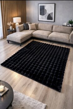 ULTRA HALI Fluffy Serisi Tavşan Tüyü Yıkanabilir Leke Tutmaz Kaymaz Taban Peluş Halı Salon Oturma Odası Halısı